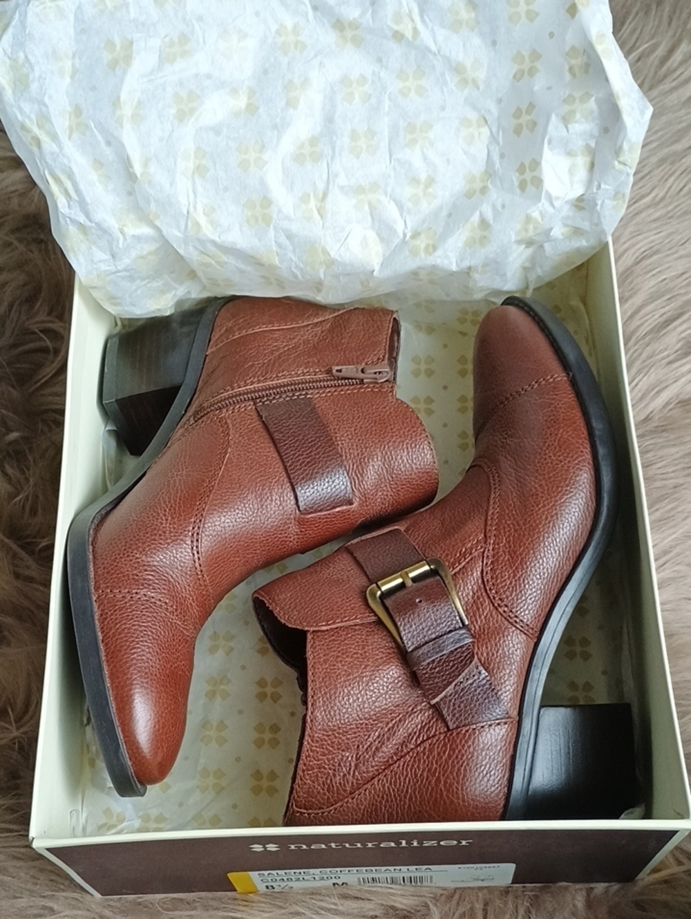 Naturalizer Women's Brown Leather Ankle Boots with Buckle - Picture 10 of 11
